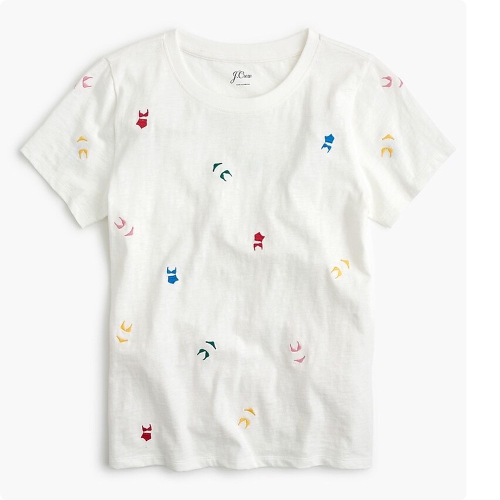 J.Crew Embroidered Bikinis Tee